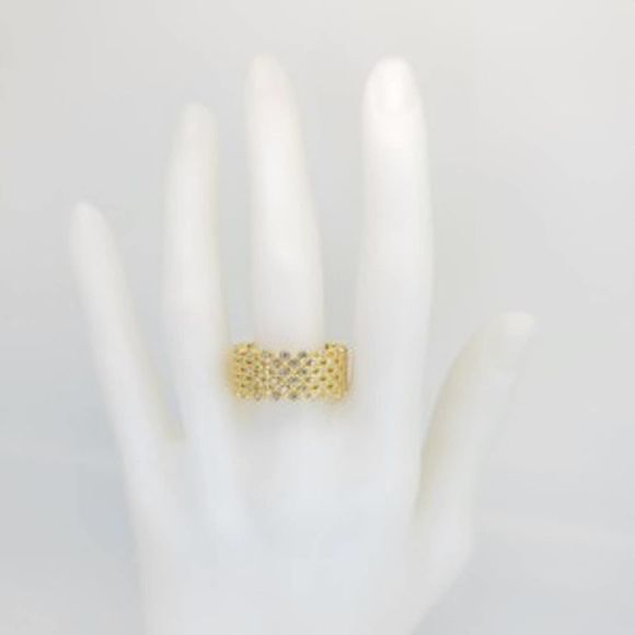 18K Yellow Gold Plated 925 ss 4.60cttw Diamond Simulant Eternity Ring Size 9 1/2 - Picture 10 of 10